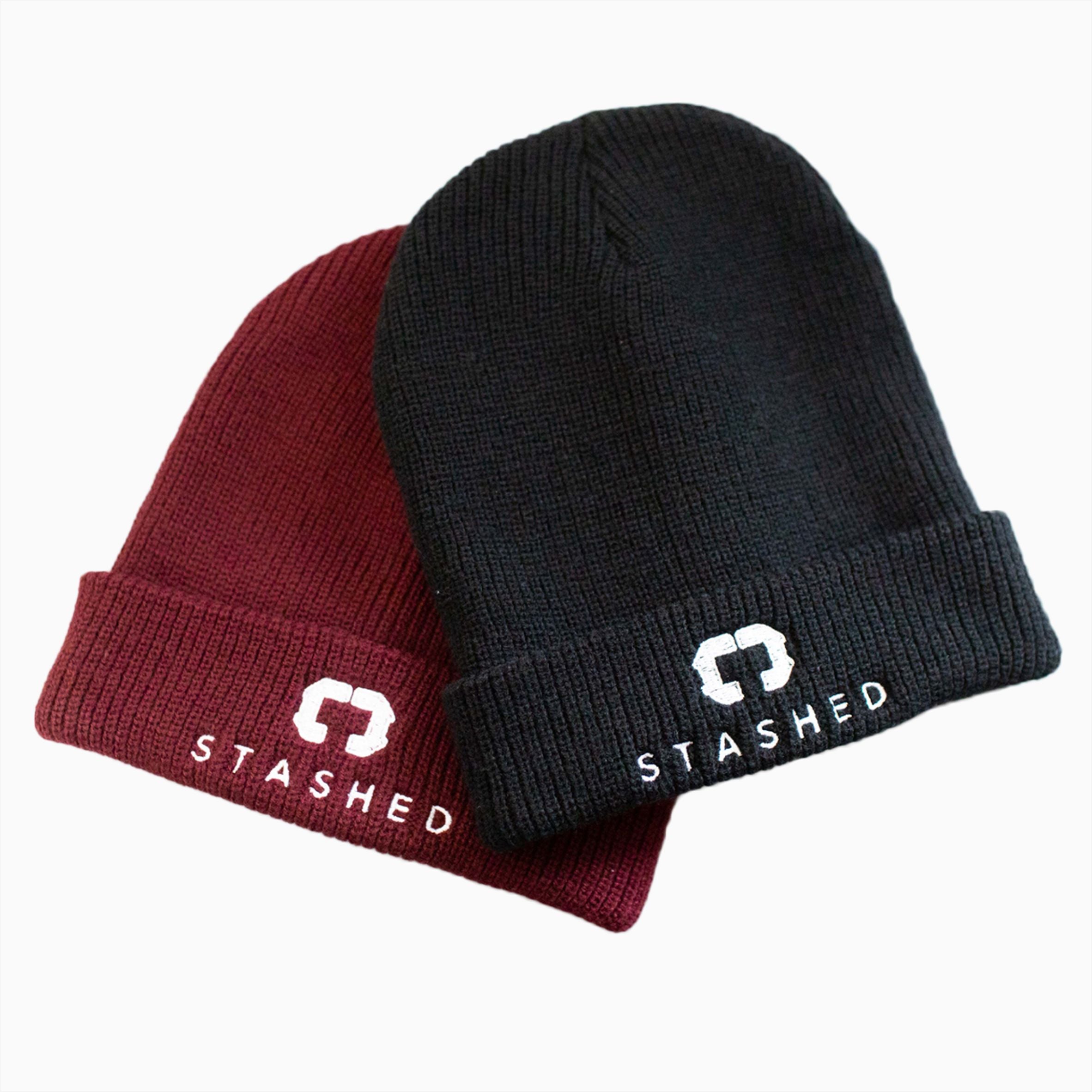 Stashed Products Beanie Hat - Burgundy - Black